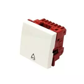 Выключатель Lanmaster LAN-EC45x45-S1B-WH без фиксации, одноклавишный 45х45, значок "звонок", белый