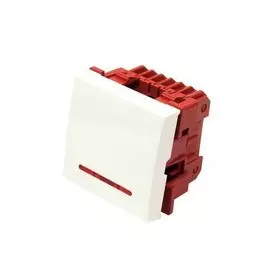 Выключатель Lanmaster LAN-EC45x45-SL11-WH 2-контактный, одноклавишный 45х45, с подсветкой, белый