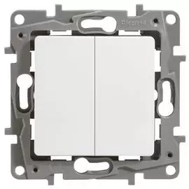 Выключатель Legrand 672202 Etika - двухклавишный, 10 A, 250 В~, белый
