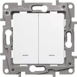 Выключатель Legrand 672204 Etika - двухклавишный с подсветкой, 10 A, 250 В~, белый