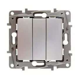 Выключатель Legrand 672413 Etika - трехклавишный, 10 A, 250 В~, алюминий