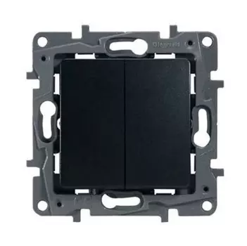 Выключатель Legrand 672602 Etika - двухклавишный, автоматические клеммы, 10 AX, 250 В~, антрацит
