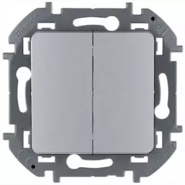 Выключатель Legrand 673622 Inspiria алюминий двухклавишный 10 AX - 250 В