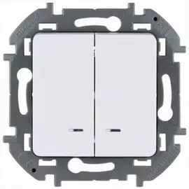 Выключатель Legrand 673630 Inspiria белый двухклавишный с подсветкой/индикацией 10 AX - 250 В