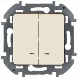 Выключатель Legrand 673631 Inspiria слоновая кость двухклавишный с подсветкой/индикацией 10 AX - 250 В