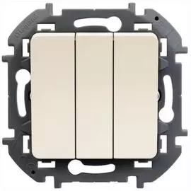 Выключатель Legrand 673641 Inspiria слоновая кость трехклавишный 10 AX - 250 В