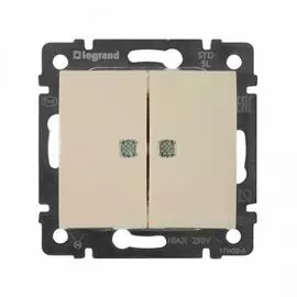 Выключатель Legrand 695630 Valena CLASSIC - двухклавишный, с подсветкой, слоновая кость