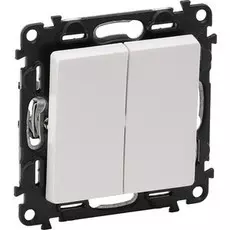 Выключатель Legrand 752405 Valena LIFE - двухклавишный 10А 250В с лицевой панелью, безвинтовые зажимы, белый