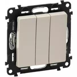 Выключатель Legrand 752503 Valena LIFE - трехклавишный 10АХ 250В с лицевой панелью, винтовые зажимы, слоновая кость