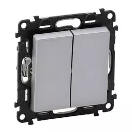 Выключатель Legrand 752605 Valena LIFE - двухклавишный 10А 250 В с лицевой панелью, безвинтовые зажимы, алюминий