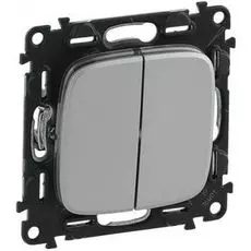 Выключатель Legrand 752905 Valena ALLURE DIY, 2-х клавишный, 10А, 250В, алюминий