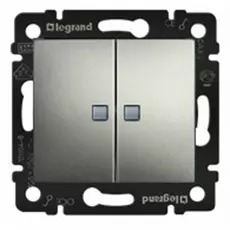 Выключатель Legrand 770128 Valena CLASSIC - 2-клавишный с подсветкой, 10 A, 250 В~, алюминий