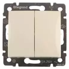 Выключатель Legrand 774305 Valena двухклавишный, в рамку, 10А, 250 В, IP20 (сх.5) (слоновая кость)