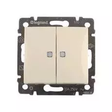 Выключатель Legrand 774328 Valena двухклавишный, на 2 направления, c подсветкой, в рамку, 10А, 250В, IP20 (сх.5) (слоновая кость)