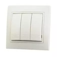 Выключатель Lezard 701-0303-109 MIRA трехклавишный бежевый с бежевой вставкой