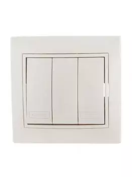 Выключатель Lezard 701-3030-109 Mira 3-кл. СП 10А со вставкой жемчуж./бел. перламутр.