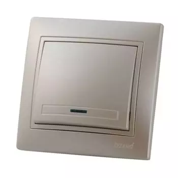 Выключатель Lezard 701-3030-111 Mira 1-кл. СП 10А IP20 с подсветкой со вставкой жемчуж./бел. перламутр.