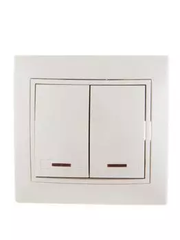 Выключатель Lezard 701-3030-112 Mira 2-кл. СП 10А IP20 с подсветкой со вставкой жемчуж./бел. перламутр.