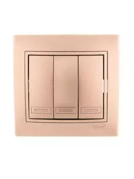 Выключатель Lezard 701-3131-109 Mira 3-кл. СП 10А со вставкой свет. корич. перламутр.