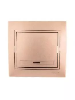 Выключатель Lezard 701-3131-111 Mira 1-кл. СП 10А IP20 с подсветкой со вставкой свет. корич. перламутр.