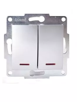 Выключатель Lezard 707-4388-112 Karina 2-кл. 1п СП 10А IP20 с подсветкой механизм матов. серебр.