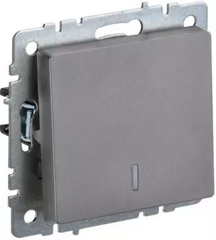 Выключатель одноклавишный с подсветкой IEK BR-V10-1-10-K46 BRITE 10А ВС10-1-1-БрС Сталь