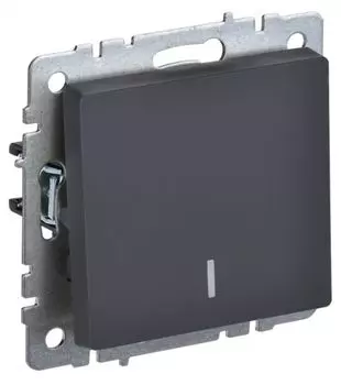 Выключатель одноклавишный с подсветкой IEK BR-V10-1-10-K53 BRITE 10А ВС10-1-1-БрГ Графит