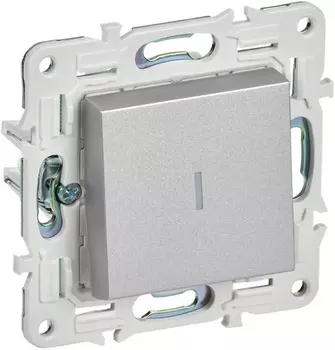 Выключатель одноклавишный с подсветкой IEK SK-V10-1-10-K23 SKANDY 10А SK-V07S Серебряный