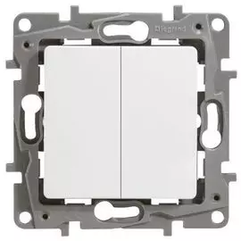 Выключатель/переключатель Legrand 672212 Etika - двухклавишный, 10 A, 250 В~, белый