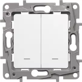 Выключатель/переключатель Legrand 672216 Etika - двухклавишный с подсветкой, 10 A, 250 В~, белый