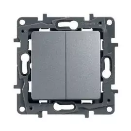 Выключатель/переключатель Legrand 672412 Etika - двухклавишный, 10 A, 250 В~, алюминий