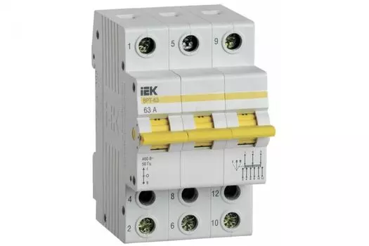 Выключатель-разъединитель IEK ВРТ-63 трехпозиционный 3P 40А
