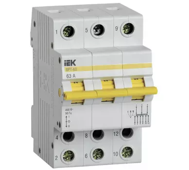 Выключатель-разъединитель IEK ВРТ-63 трехпозиционный 3P 63А