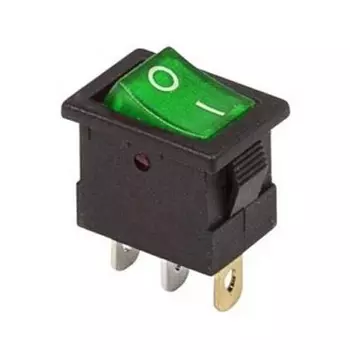 Выключатель Rexant 36-2173 клавишный 12V 15А (3с) ON-OFF зеленый с подсветкой Mini (RWB-206-1, SC-768)