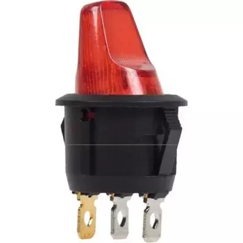 Выключатель Rexant 36-2590 клавишный круглый 12V 16А (3с) ON-OFF красный с подсветкой (RWB-224, SС-214)