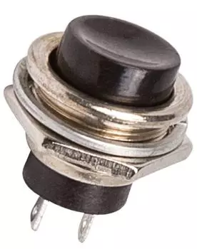 Выключатель Rexant 36-3350 кнопка металл 250V 2А (2с) OFF-(ON) диам. 16.2 черная (RWD-306)