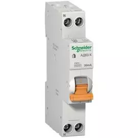 Автоматический выключатель дифф. тока (АВДТ) Schneider Electric 12525 К 32A 30мА 1П+Н 4,5кА C АС, 18