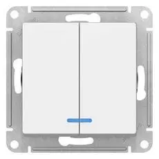 Выключатель Systeme Electric ATN000153 AtlasDesign, 2-клавишный, с подсветкой, сх.5а, 10АХ, механизм, белый