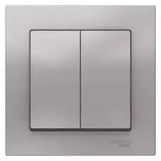 Выключатель Schneider Electric ATN000352 AtlasDesign, 2-клавишный, сх.5, 10АХ, в сборе, алюминий