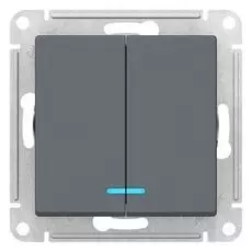 Выключатель Schneider Electric ATN000753 AtlasDesign, 2-клавишный, с подсветкой, сх.5а, 10АХ, механизм, грифель