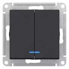 Выключатель Schneider Electric ATN001053 AtlasDesign, 2-клавишный, с подсветкой, сх.5а, 10АХ, механизм, карбон