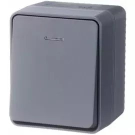 Выключатель Systeme Electric ATN544013 AtlasDesign PROFI IP54 О/У 1-клавишный с подсветкой 10 АХ, антрацит