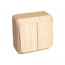 Выключатель Schneider Electric BA10-002D Этюд 2-клавишный, наружный,10 А, 220/250 В, 3680 Вт, IP20, в сборе (сх. 5) (сосна)