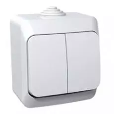 Выключатель Schneider Electric BA10-042B Этюд 2-клавишный, наружный, влагозащищенный,10 А, 220/250 В, IP44 (сх.5) (белый)