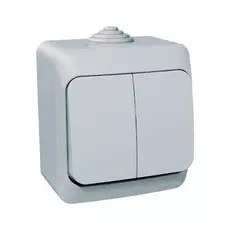 Выключатель Schneider Electric BA10-042C Этюд 2-клавишный, наружный, 250 В, 3680 Вт, IP44 (серый)