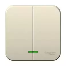 Выключатель Systeme Electric BLNVA065102 2-клавишный с подсветкой, 6А, 250В Молочный наруж