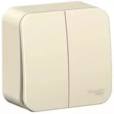 Выключатель Systeme Electric BLNVA105002 2-клавишный, 10А, 250B Молочный наруж