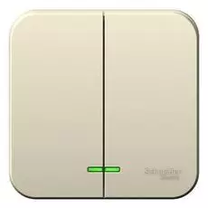 Выключатель Systeme Electric BLNVA105102 2-клавишный с подсветкой, 10А, 250B Молочный наруж