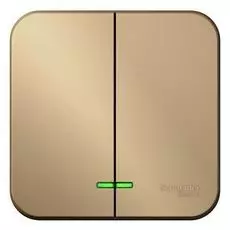 Выключатель Schneider Electric BLNVA105114 2-клавишный с подсветкой 10А,250B, изолир. пластина Титан наруж