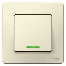 Выключатель Schneider Electric BLNVS010112 1-клавишный с подсветкой, 10А, 250B Молочный внутр